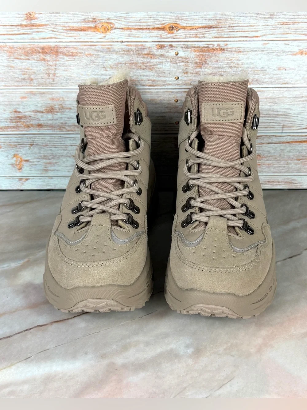 UGG Men’s Hiker Weather Boots - Suede/Leather - Desert Neutral (Tan/Blush/Cream)